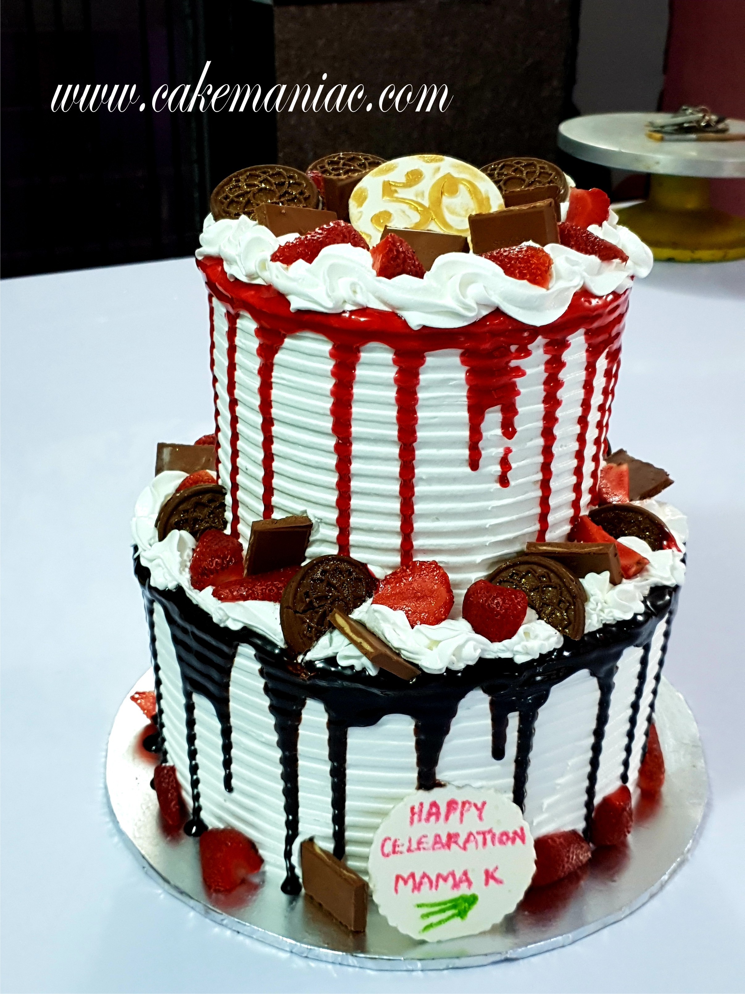 Two Tier Triple Delight cake